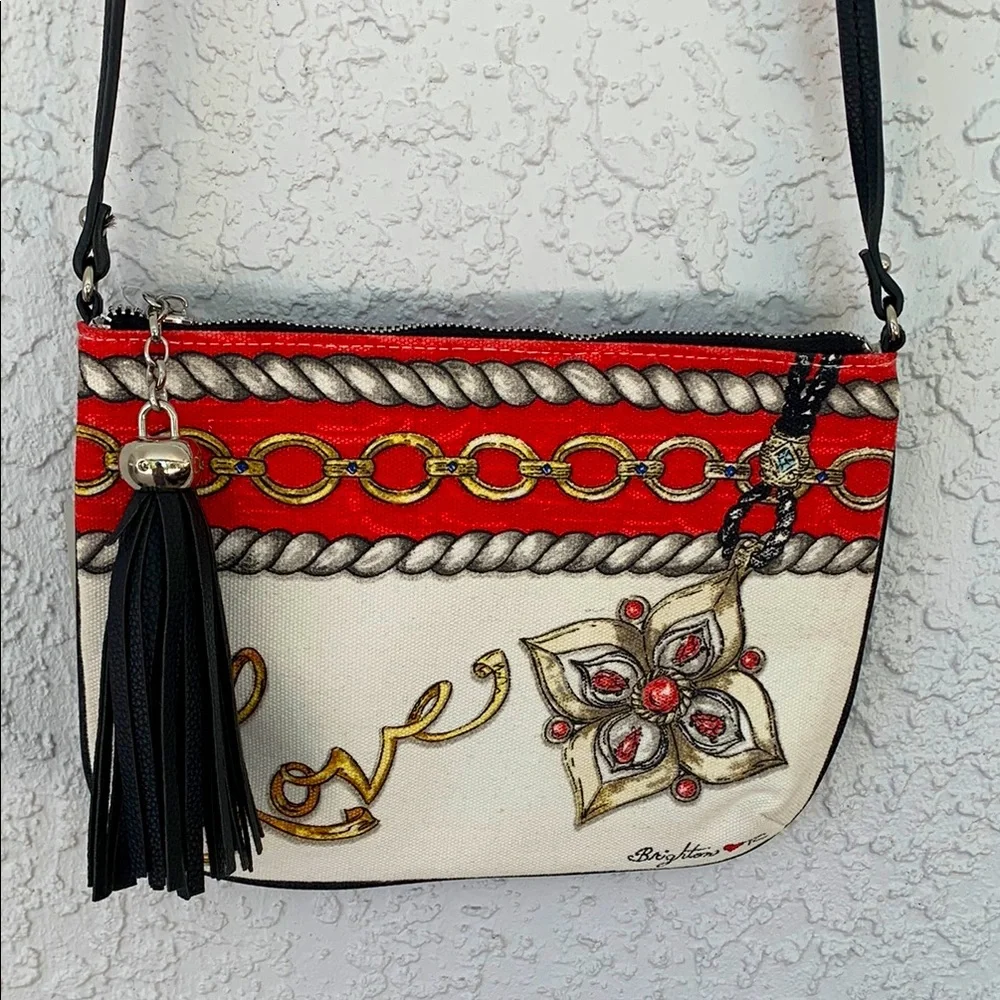 Brighton Women's Red and Gold Crossbody Bag